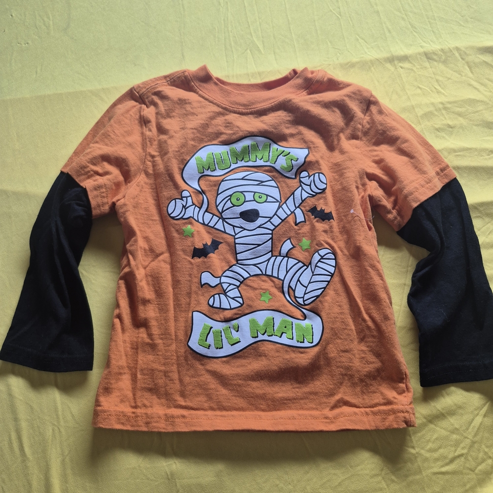 Source Unknown Orange & Black "Mummy's Lil' Man" Long Sleeve Tee